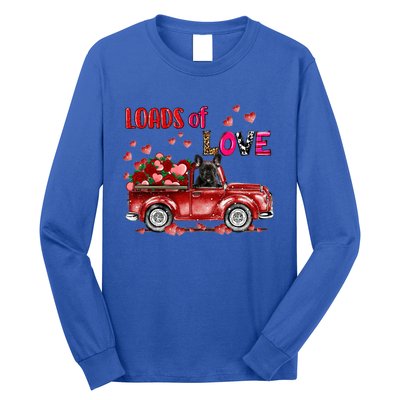 Cute French Bulldog Dog Driving Red Truck Happy Valentine's Gift Long Sleeve Shirt