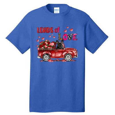 Cute French Bulldog Dog Driving Red Truck Happy Valentine's Gift Tall T-Shirt