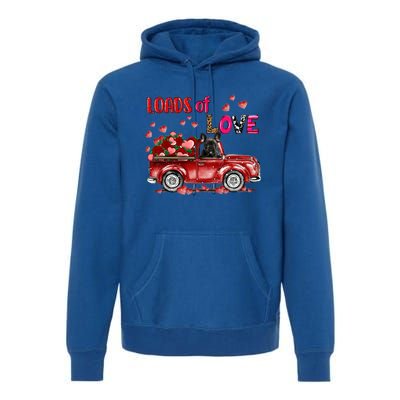 Cute French Bulldog Dog Driving Red Truck Happy Valentine's Gift Premium Hoodie