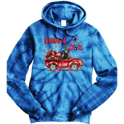 Cute French Bulldog Dog Driving Red Truck Happy Valentine's Gift Tie Dye Hoodie