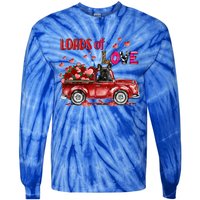 Cute French Bulldog Dog Driving Red Truck Happy Valentine's Gift Tie-Dye Long Sleeve Shirt