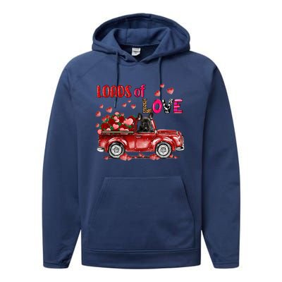 Cute French Bulldog Dog Driving Red Truck Happy Valentine's Gift Performance Fleece Hoodie