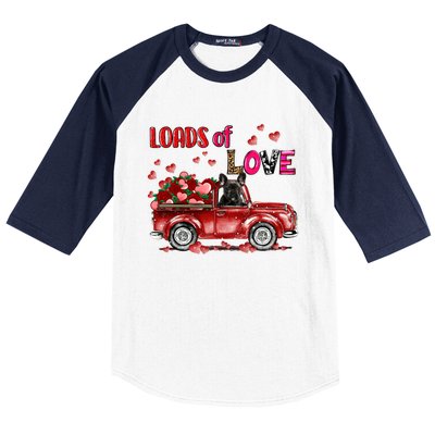 Cute French Bulldog Dog Driving Red Truck Happy Valentine's Gift Baseball Sleeve Shirt