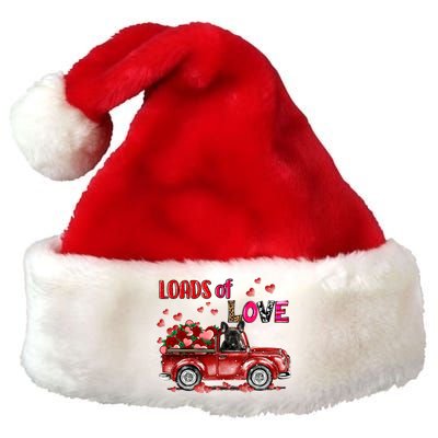 Cute French Bulldog Dog Driving Red Truck Happy Valentine's Gift Premium Christmas Santa Hat