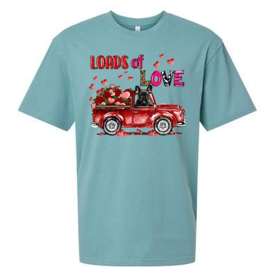 Cute French Bulldog Dog Driving Red Truck Happy Valentine's Gift Sueded Cloud Jersey T-Shirt