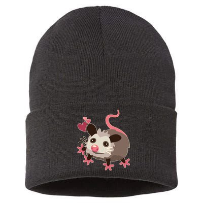 Cute Funny Baby Opossum Sustainable Knit Beanie