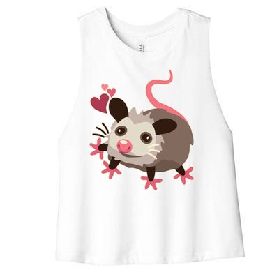 Cute Funny Baby Opossum Women's Racerback Cropped Tank