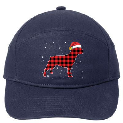 Christmas French Bulldog Red Plaid Dog Lover Pajama Gift 7-Panel Snapback Hat