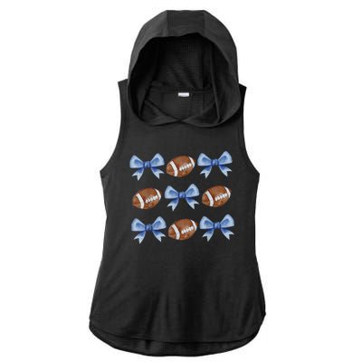 Coquette Football Bow Football Mom Game Day Ladies PosiCharge Tri-Blend Wicking Draft Hoodie Tank