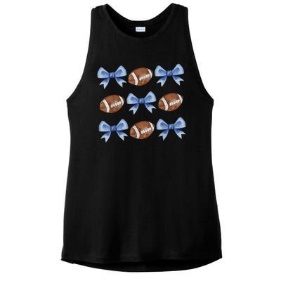 Coquette Football Bow Football Mom Game Day Ladies PosiCharge Tri-Blend Wicking Tank