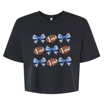 Coquette Football Bow Football Mom Game Day Bella+Canvas Jersey Crop Tee