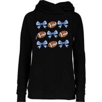 Coquette Football Bow Football Mom Game Day Womens Funnel Neck Pullover Hood