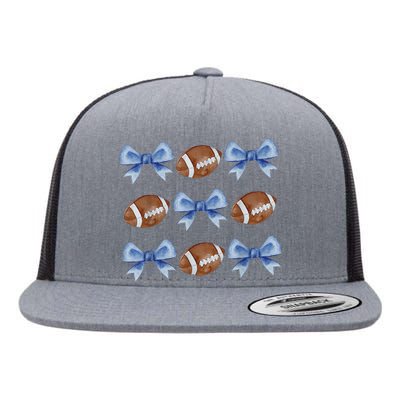 Coquette Football Bow Football Mom Game Day Flat Bill Trucker Hat