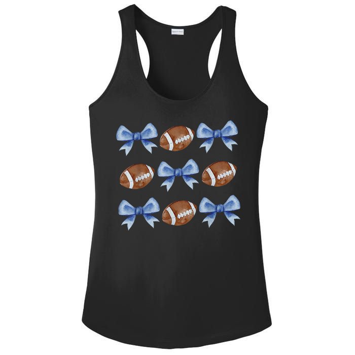 Coquette Football Bow Football Mom Game Day Ladies PosiCharge Competitor Racerback Tank