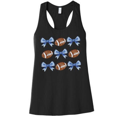 Coquette Football Bow Football Mom Game Day Women's Racerback Tank