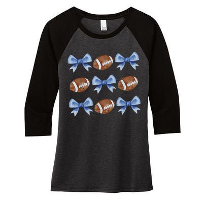 Coquette Football Bow Football Mom Game Day Women's Tri-Blend 3/4-Sleeve Raglan Shirt