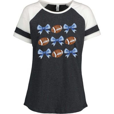 Coquette Football Bow Football Mom Game Day Enza Ladies Jersey Colorblock Tee