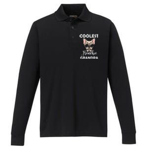 Coolest French Bulldog Grandpa Father's Day Performance Long Sleeve Polo