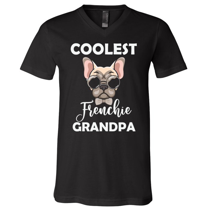 Coolest French Bulldog Grandpa Father's Day V-Neck T-Shirt