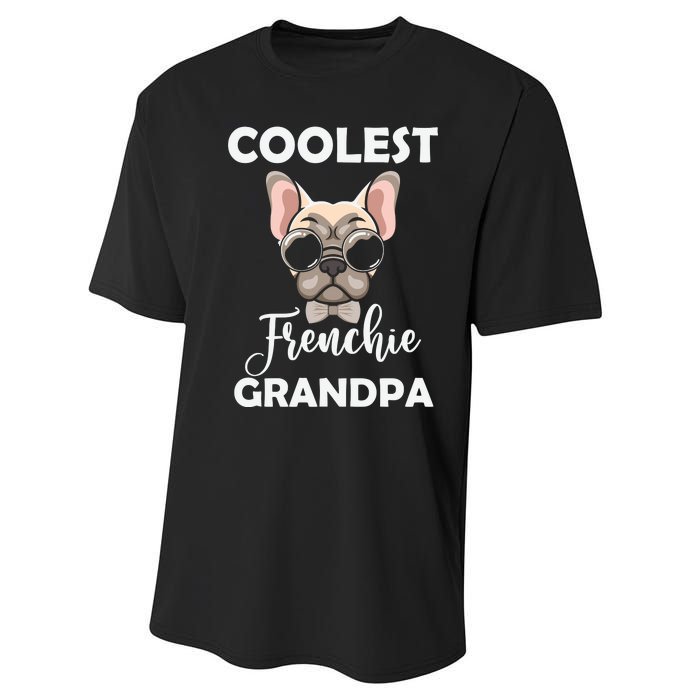 Coolest French Bulldog Grandpa Father's Day Performance Sprint T-Shirt