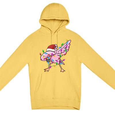 Cute Flamingo Christmas Dabbing Gift Premium Pullover Hoodie