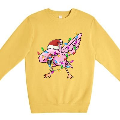 Cute Flamingo Christmas Dabbing Gift Premium Crewneck Sweatshirt