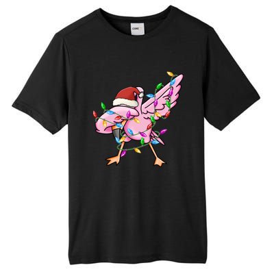 Cute Flamingo Christmas Dabbing Gift Tall Fusion ChromaSoft Performance T-Shirt