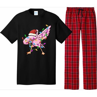 Cute Flamingo Christmas Dabbing Gift Pajama Set