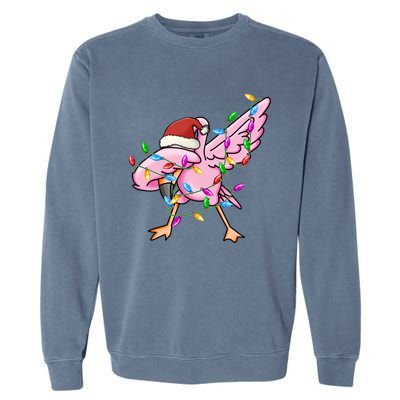 Cute Flamingo Christmas Dabbing Gift Garment-Dyed Sweatshirt