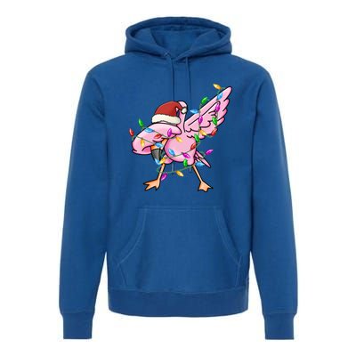 Cute Flamingo Christmas Dabbing Gift Premium Hoodie