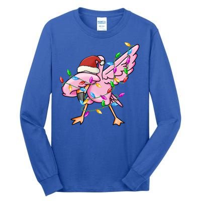 Cute Flamingo Christmas Dabbing Gift Tall Long Sleeve T-Shirt