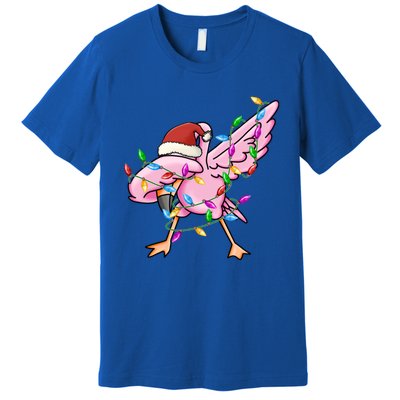 Cute Flamingo Christmas Dabbing Gift Premium T-Shirt