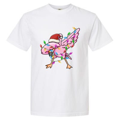 Cute Flamingo Christmas Dabbing Gift Garment-Dyed Heavyweight T-Shirt