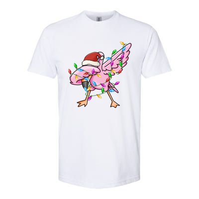 Cute Flamingo Christmas Dabbing Gift Softstyle CVC T-Shirt