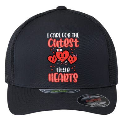 Care For Cutest Little Hearts Nurse Valentines Day Nursing Flexfit Unipanel Trucker Cap