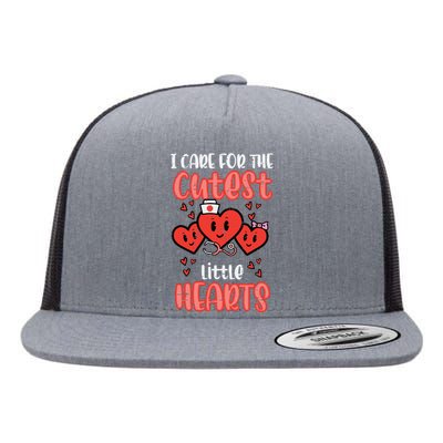 Care For Cutest Little Hearts Nurse Valentines Day Nursing Flat Bill Trucker Hat