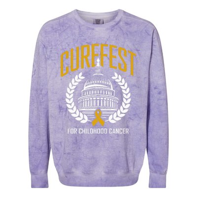 Curefest For Childhood Cancer 2024 In September We Wear Gold Colorblast Crewneck Sweatshirt