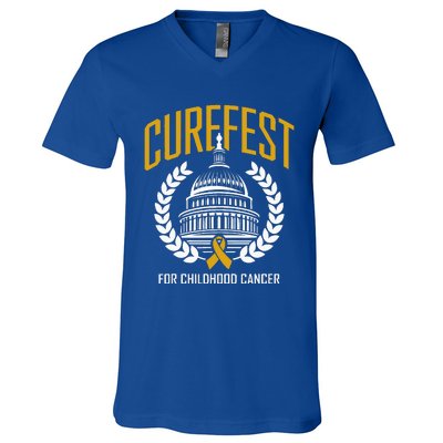 Curefest For Childhood Cancer 2024 In September We Wear Gold V-Neck T-Shirt