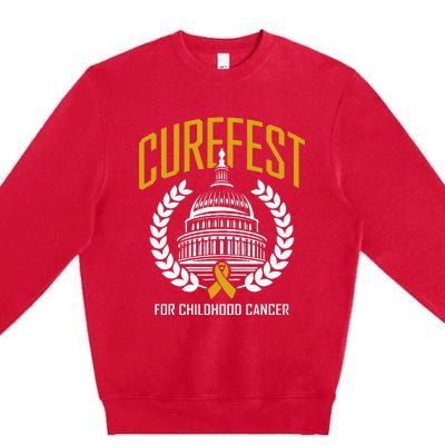 Curefest For Childhood Cancer 2024 In September We Wear Gold Premium Crewneck Sweatshirt