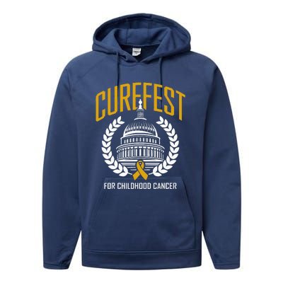 Curefest For Childhood Cancer 2024 In September We Wear Gold Performance Fleece Hoodie