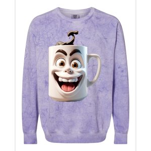 Crazy Face Coffee Character Colorblast Crewneck Sweatshirt