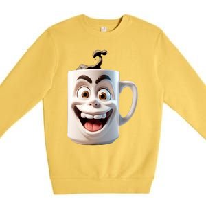 Crazy Face Coffee Character Premium Crewneck Sweatshirt