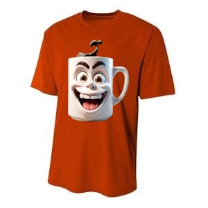 Crazy Face Coffee Character Performance Sprint T-Shirt