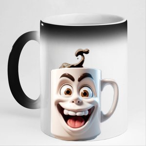 Crazy Face Coffee Character 11oz Black Color Changing Mug