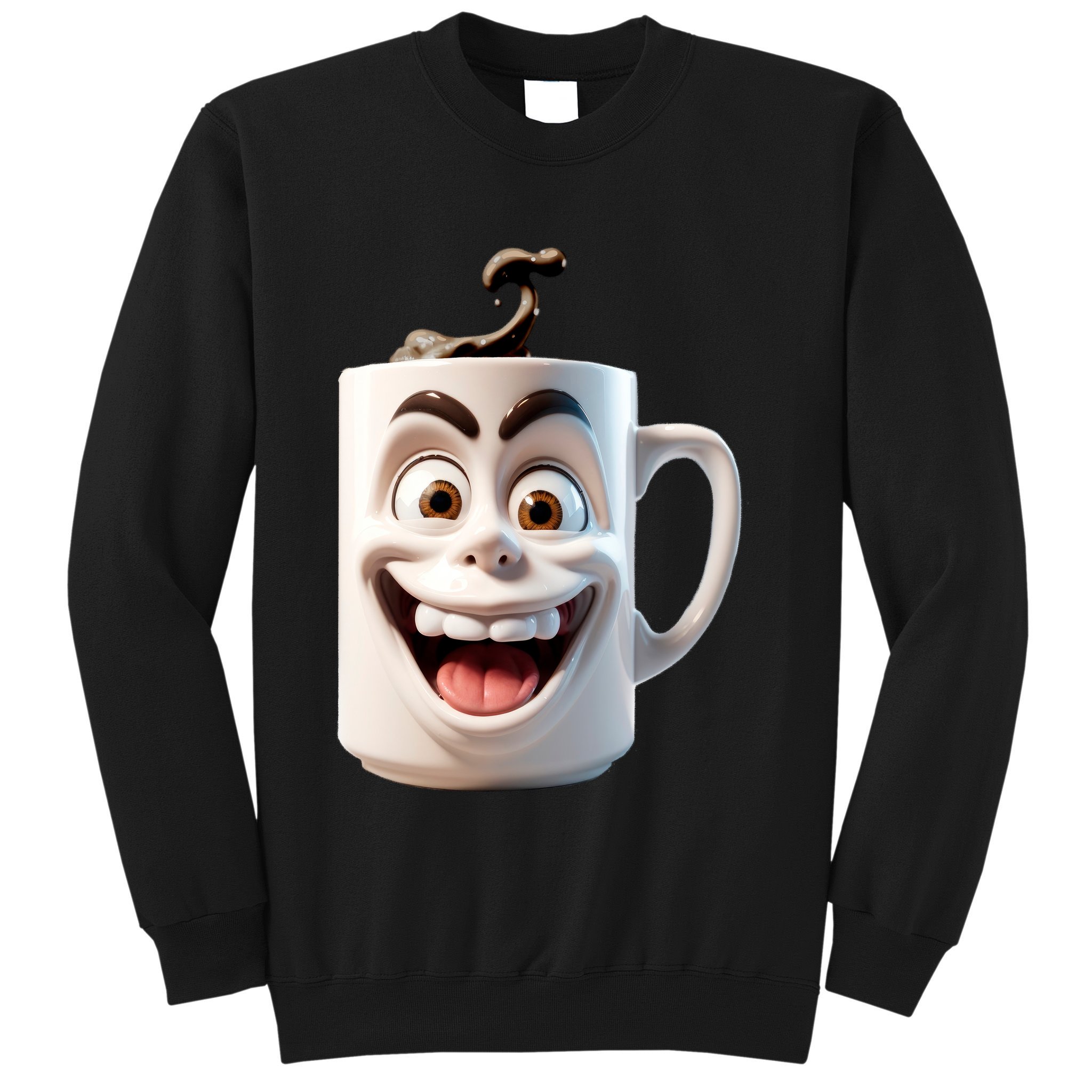 Crazy Face Coffee Character Sweatshirt