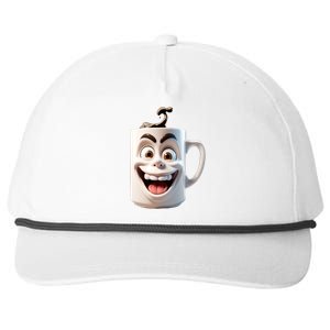 Crazy Face Coffee Character Snapback Five-Panel Rope Hat