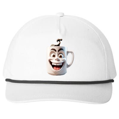 Crazy Face Coffee Character Snapback Five-Panel Rope Hat