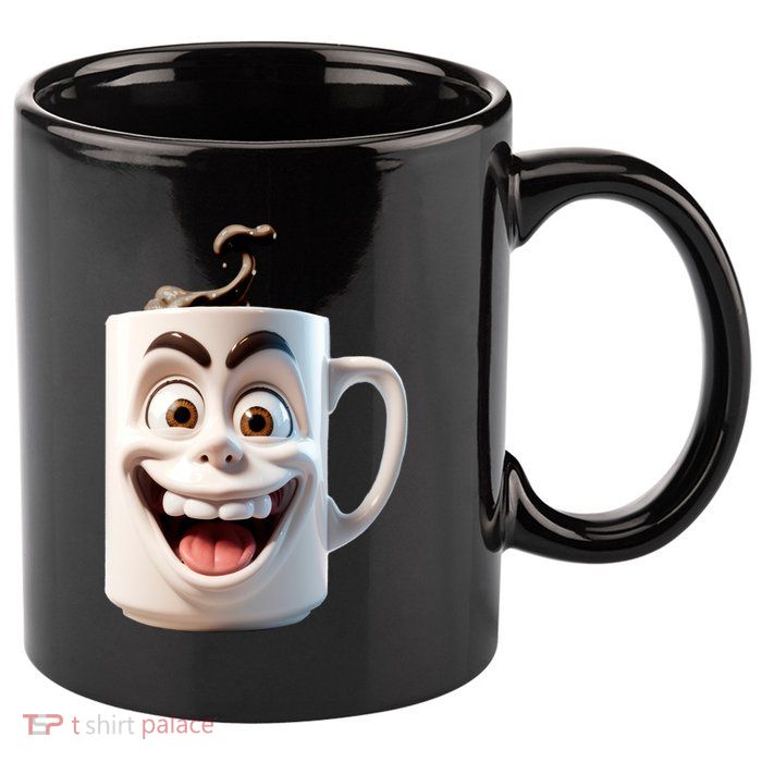 Crazy Face Coffee Character 11oz C Handle Ceramic Mug