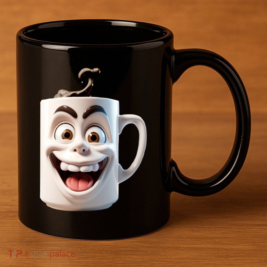 Crazy Face Coffee Character 11oz C Handle Ceramic Mug