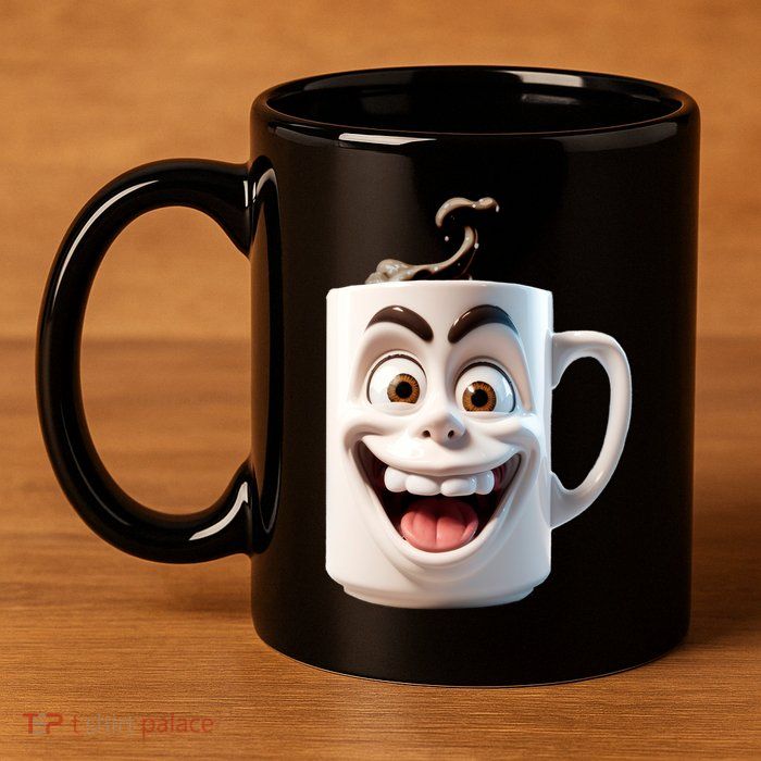 Crazy Face Coffee Character 11oz C Handle Ceramic Mug